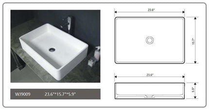 Legion Furniture WJ9009 23.6" Solid Surface Vessel Sink in White Legion Furniture