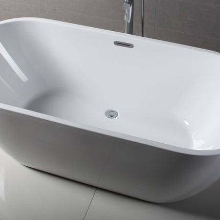 ALFI brand AB8839 67 inch White Oval Acrylic Free Standing Soaking Bathtub Alfi Brand