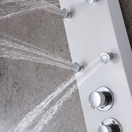 ANZZI Donna 60 in. 6-Jetted Full Body Shower Panel with Heavy Rain Shower and Spray Wand in White SP-AZ028 Anzzi