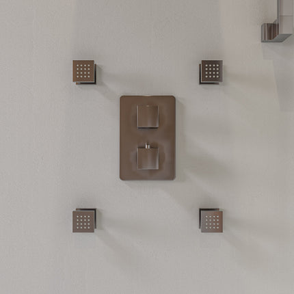 ALFI brand AB2287-BN Brushed Nickel 3 Way Thermostatic Shower Set with Body Sprays Alfi Brand