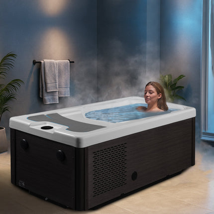 KPLUNGE All-in-One Cold Plunge and Hot Tub with Built-in Chiller, Lights, and WiFi in Blue KPLUNGE