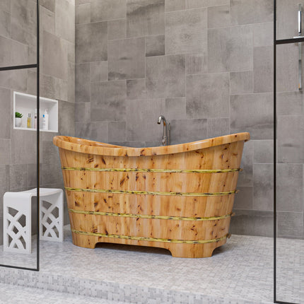 ALFI brand AB1105 63" Free Standing Cedar Wooden Bathtub ALFI brand