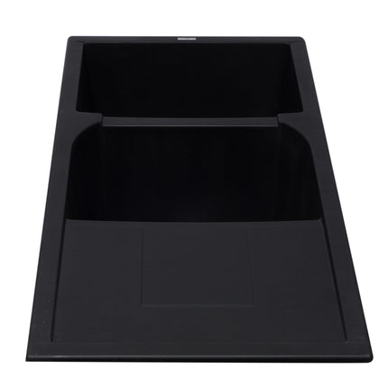 ALFI brand AB4620DI-BLA Black 46" Double Bowl Granite Composite Kitchen Sink with Drainboard Alfi Brand