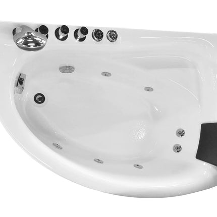 EAGO AM161-L  5' Single Person Corner White Acrylic Whirlpool Bath Tub - Drain on Left