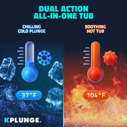 KPLUNGE All-in-One Cold Plunge and Hot Tub with Built-in Chiller, Lights, and WiFi in Blue KPLUNGE