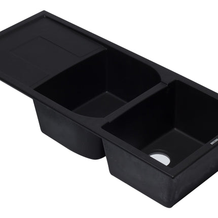 ALFI brand AB4620DI-BLA Black 46" Double Bowl Granite Composite Kitchen Sink with Drainboard Alfi Brand
