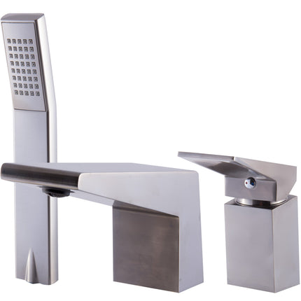 ALFI brand AB2464-BN Brushed Nickel Deck Mounted 3 Hole Tub Filler & Shower Head Alfi Brand