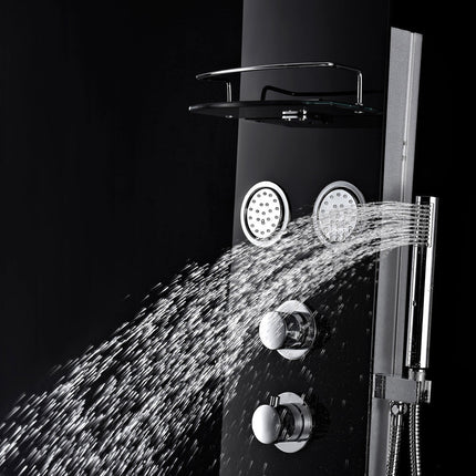 ANZZI Llano Series 56 in. Full Body Shower Panel System with Heavy Rain Shower and Spray Wand in Black SP-AZ047 Anzzi