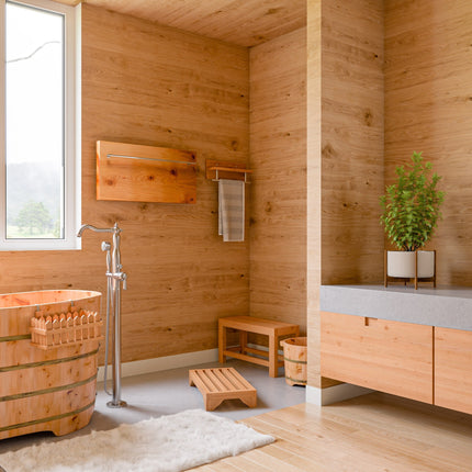 ALFI brand AB6604 Round Wooden Cedar Foot Soaking Tub Alfi Brand