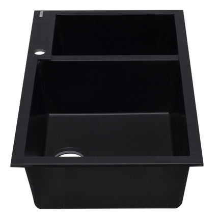 ALFI brand AB3319DI-BLA Black 34" Double Bowl Drop In Granite Composite Kitchen Sink Alfi Brand