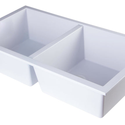 ALFI brand AB3420UM-W White 34" Undermount Double Bowl Granite Composite Kitchen Sink Alfi Brand