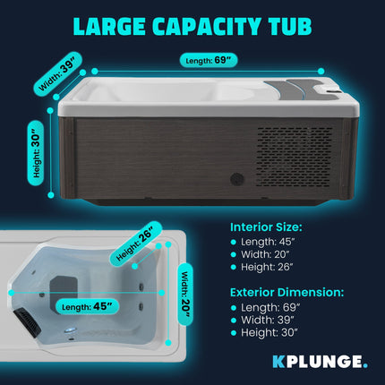 KPLUNGE All-in-One Cold Plunge and Hot Tub with Built-in Chiller, Lights, and WiFi in Blue KPLUNGE