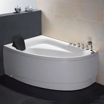 EAGO AM161-R  5' Single Person Corner White Acrylic Whirlpool Bath Tub - Drain on Right