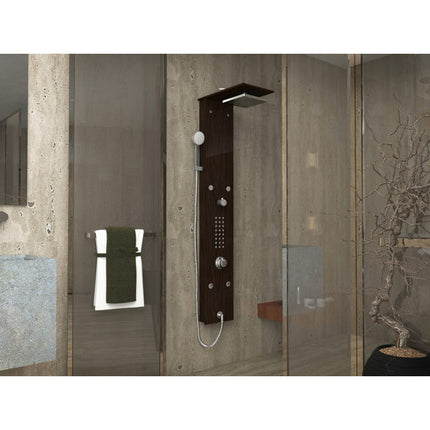 ANZZI Rite 60.75" 28-Jetted Full Body Shower Panel with Heavy Rain Shower And Spray Wand In Mahogany Style Deco-Glass - SP-AZ016 Anzzi