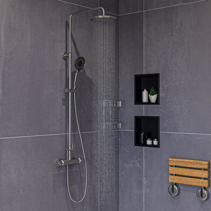ALFI brand AB2867-BN Brushed Nickel Round Style Thermostatic Exposed Shower Set Alfi Brand