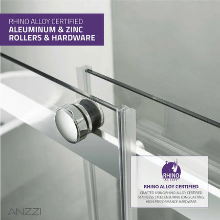 Anzzi 48 in. x 76 in. Frameless Sliding Shower Door with Handle in Chrome SD-FRLS05901CH Anzzi