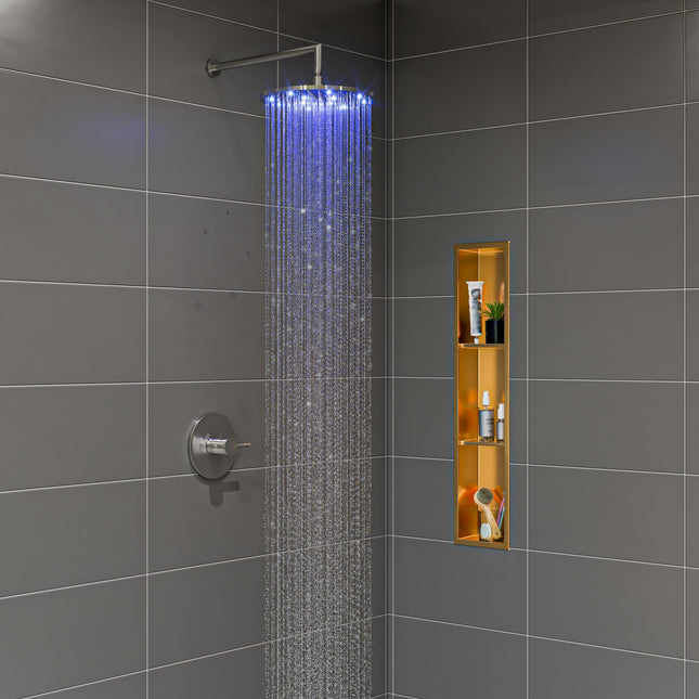 ALFI brand LED12R-BN 12 Inch Round Multi Color LED Rain Shower Head Alfi Brand