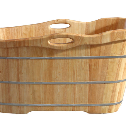 ALFI brand AB1187 57" Free Standing Rubber Wooden Soaking Bathtub with Headrest ALFI brand
