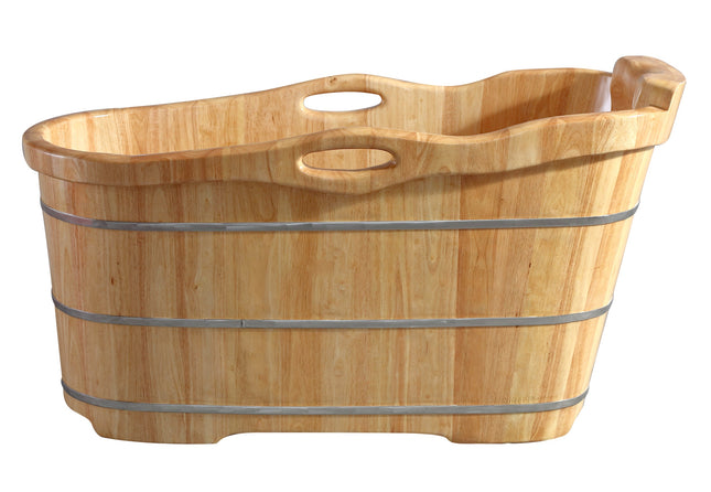 ALFI brand AB1187 57" Free Standing Rubber Wooden Soaking Bathtub with Headrest ALFI brand