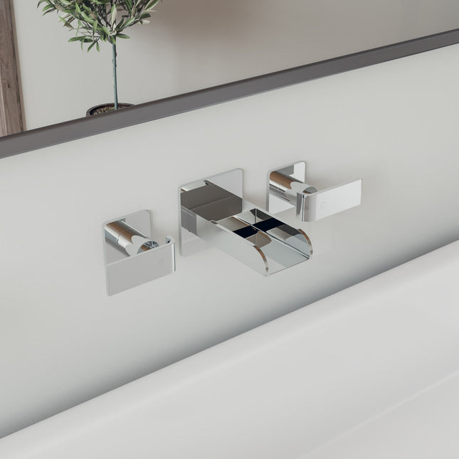 ALFI brand AB1796-PC Polished Chrome Widespread Wall Mounted Modern Waterfall Bathroom Faucet Alfi Brand