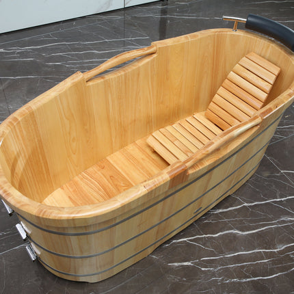 ALFI brand AB1163 61" Free Standing Wooden Bathtub with Cushion Headrest ALFI brand