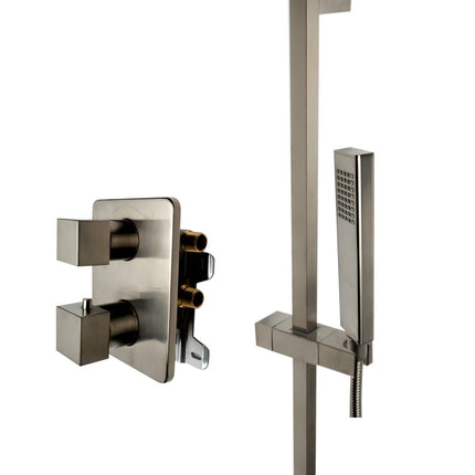 ALFI brand AB2830-BN Brushed Nickel 2 Way Thermostatic Square Shower Set Alfi Brand