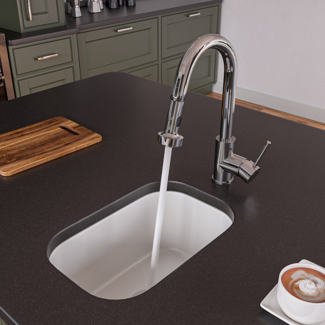 ALFI brand AB1218 Small Rectangular Fireclay Undermount or Drop In Prep / Bar Sink ALFI brand