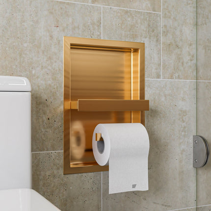 ALFI Brushed Gold PVD Stainless Steel Recessed Toilet Paper Holder Niche ABTPNP88-BG Alfi Brand