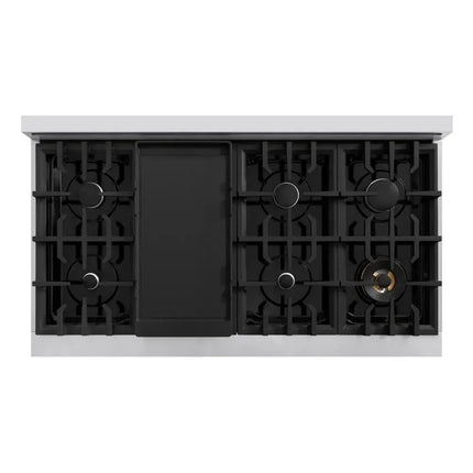 ZLINE 48 in. 6.7 cu. ft. Classic Double Oven Dual Fuel Range with 8 Burner Gas Cooktop in Stainless Steel with Black Matte Doors (CDR-BLM-48) Zline Appliances