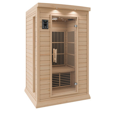 SteamSpa Seychelles 2-Person Carbon FAR Infrared Infrared Hemlock Wooden Indoor Home Sauna Room with LED Touch Control Panel SteamSpa