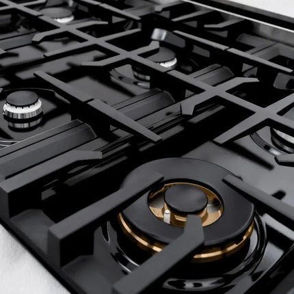 ZLINE 48 in. 6.7 cu. ft. Classic Double Oven Gas Range with 8 Burner Cooktop in Satin Stainless Steel with Black Matte Doors (CGRS-BLM-48) Zline Appliances