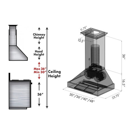ZLINE 48 in. Ducted Vent Designer Series Wall Mount Range Hood in Satin Stainless Steel (655-4SSSS-48) Zline Appliances