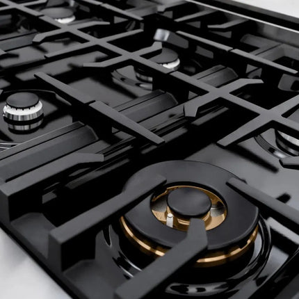 ZLINE 48 in. 6.7 cu. ft. Classic Double Oven Gas Range with 8 Burner Cooktop in Stainless Steel with Black Matte Doors (CGR-BLM-48) Zline Appliances