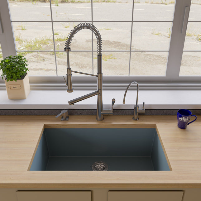 ALFI brand AB3322UM-T Titanium 33" Single Bowl Undermount Granite Composite Kitchen Sink Alfi Brand