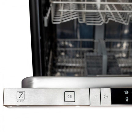 ZLINE 24 in. Top Control Built-In Dishwasher with Satin Stainless Steel Panel and Stainless Steel Tub with Traditional Style Handle, 52dBa (DW-SN-H-24)