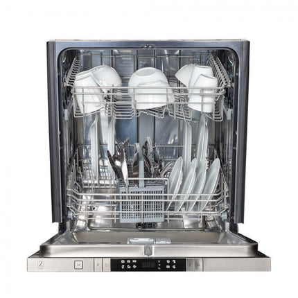 ZLINE 24 in. Top Control Built-In Dishwasher with Satin Stainless Steel Panel and Stainless Steel Tub with Traditional Style Handle, 52dBa (DW-SN-H-24)