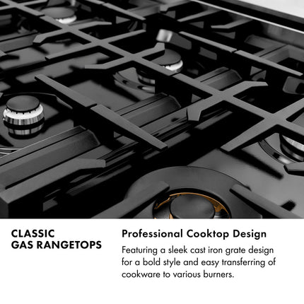 ZLINE 36 in. Classic Gas Rangetop with 6 Burners and Porcelain Cooktop in Stainless Steel with Griddle (RT-GR-36)