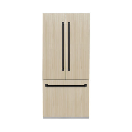 ZLINE Autograph Edition 36 in. 19.6 cu. ft. Panel Ready French Door Built-In Bottom Freezer Refrigerator with Water Dispenser and Ice Maker with Matte Black Accents (RBIVZ-36-MB)