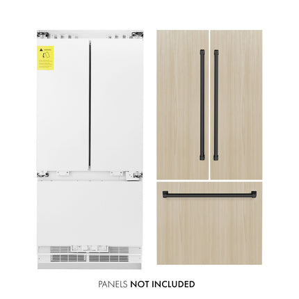 ZLINE Autograph Edition 36 in. 19.6 cu. ft. Panel Ready French Door Built-In Bottom Freezer Refrigerator with Water Dispenser and Ice Maker with Matte Black Accents (RBIVZ-36-MB)