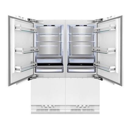ZLINE Autograph Edition 60 in. 32.2 cu. ft. Panel Ready French Door Built-In Bottom Freezer Refrigerator with Water Dispenser and Ice Maker with Polished Gold Accents (RBIVZ-60-G)