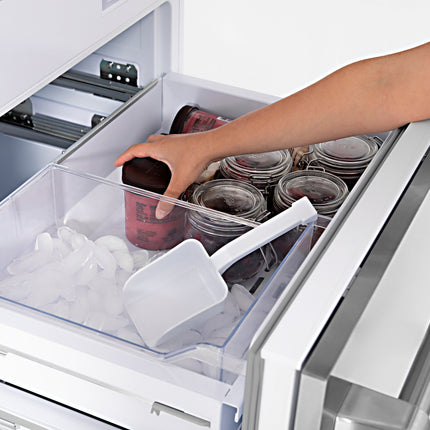 ZLINE Autograph Edition 60 in. 32.2 cu. ft. Panel Ready French Door Built-In Bottom Freezer Refrigerator with Water Dispenser and Ice Maker with Matte Black Accents (RBIVZ-60-MB)