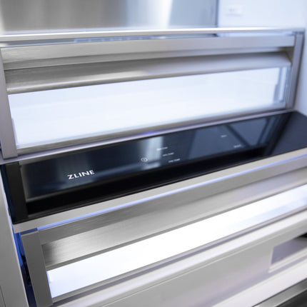 ZLINE Autograph Edition 60 in. 32.2 cu. ft. French Door Built-In Bottom Freezer Refrigerator with Water Dispenser and Ice Maker in Satin Stainless Steel with Polished Gold Accents (RBIVZ-SN-60-G)