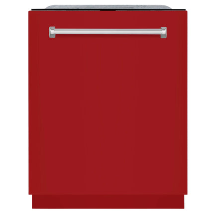 ZLINE 24 in. Monument Series 3rd Rack Top Touch Control Dishwasher with Red Gloss Panel, 45dBa (DWMT-RG-24)