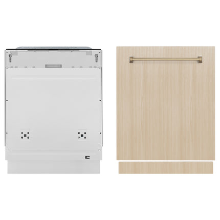 ZLINE Autograph Edition 24" Monument Series 3rd Rack Top Touch Control Tall Tub Dishwasher in Custom Panel Ready with Champagne Bronze Handle, 45dBa (DWMTZ-24-CB)
