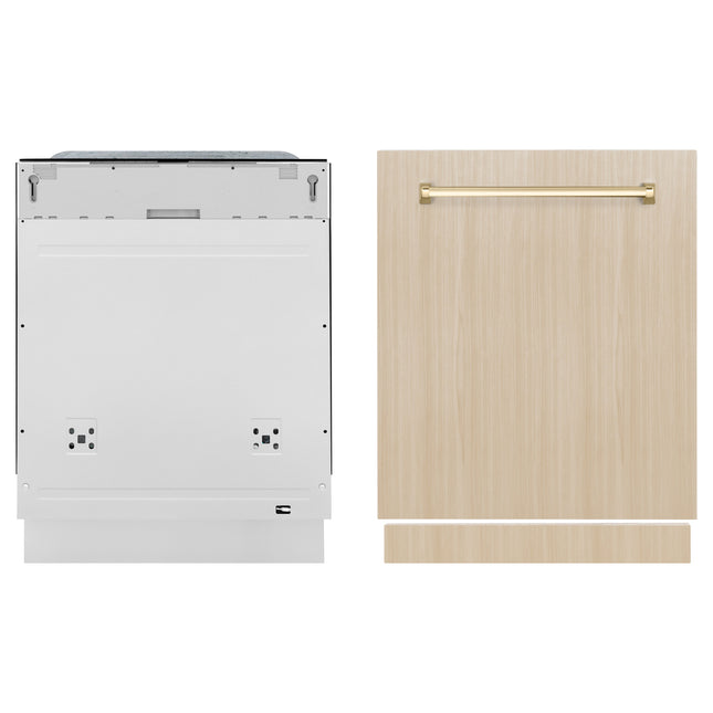 ZLINE Autograph Edition 24" Monument Series 3rd Rack Top Touch Control Tall Tub Dishwasher in Custom Panel Ready with Polished Gold Handle, 45dBa (DWMTZ-24-G)