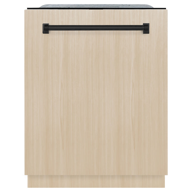 ZLINE Autograph Edition 24" Monument Series 3rd Rack Top Touch Control Tall Tub Dishwasher in Custom Panel Ready with Matte Black Handle, 45dBa (DWMTZ-24-MB)