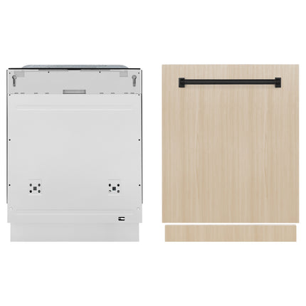 ZLINE Autograph Edition 24" Monument Series 3rd Rack Top Touch Control Tall Tub Dishwasher in Custom Panel Ready with Matte Black Handle, 45dBa (DWMTZ-24-MB)