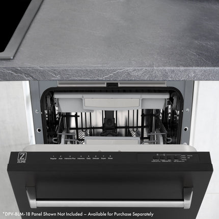 ZLINE Autograph Edition 18” Tallac Series 3rd Rack Top Control Dishwasher in Custom Panel Ready with Champagne Bronze Handle, 51dBa (DWVZ-18-CB)
