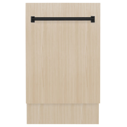 ZLINE Autograph Edition 18” Tallac Series 3rd Rack Top Control Dishwasher in Custom Panel Ready with Matte Black Handle, 51dBa (DWVZ-18-MB)