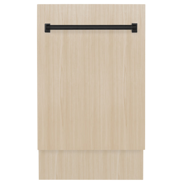 ZLINE Autograph Edition 18” Tallac Series 3rd Rack Top Control Dishwasher in Custom Panel Ready with Matte Black Handle, 51dBa (DWVZ-18-MB)